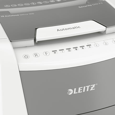 Leitz IQ Autofeed Office – Aktenvernichter mit Autofeed 300 Blatt, DIN P-4, Partikelschnitt 4 × 30 mm, 60 l