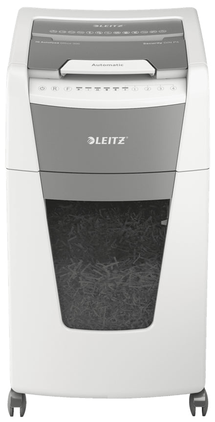 Leitz IQ Autofeed Office – Aktenvernichter mit Autofeed 300 Blatt, DIN P-4, Partikelschnitt 4 × 30 mm, 60 l