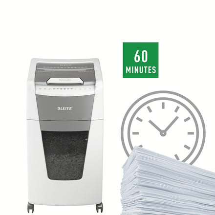 Leitz IQ Autofeed Office – Aktenvernichter mit Autofeed 300 Blatt, DIN P-4, Partikelschnitt 4 × 30 mm, 60 l