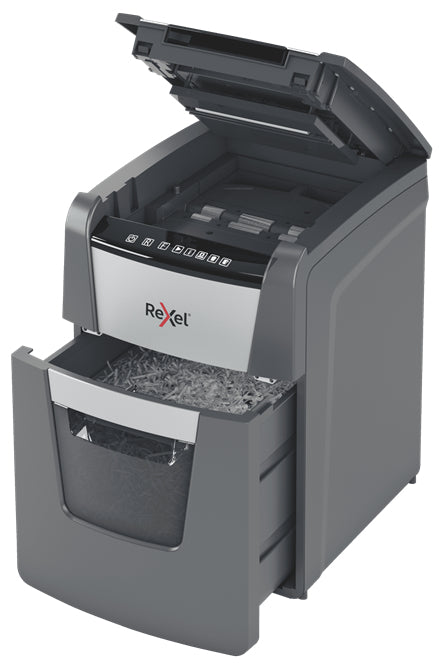 Rexel Optimum AutoFeed+ 100M – Aktenvernichter mit Autofeed 100 Blatt, DIN P-5, Partikelschnitt 2 × 15 mm, 34