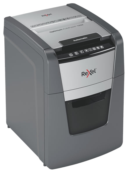 Rexel Optimum AutoFeed+ 100M – Aktenvernichter mit Autofeed 100 Blatt, DIN P-5, Partikelschnitt 2 × 15 mm, 34