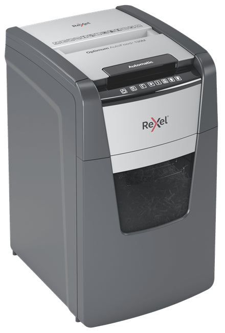Rexel Optimum AutoFeed+ 130M – Aktenvernichter mit Autofeed 130 Blatt, DIN P-5, Mikroschnitt 2 × 15 mm, 6 Blatt