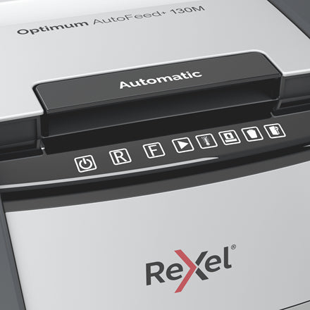 Rexel Optimum AutoFeed+ 130M – Aktenvernichter mit Autofeed 130 Blatt, DIN P-5, Mikroschnitt 2 × 15 mm, 6 Blatt