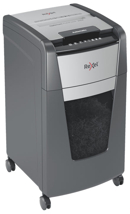 Rexel Optimum AutoFeed+ 225X – Aktenvernichter mit Autofeed 225 Blatt, DIN P-4, Partikelschnitt 4 × 25 mm, 60