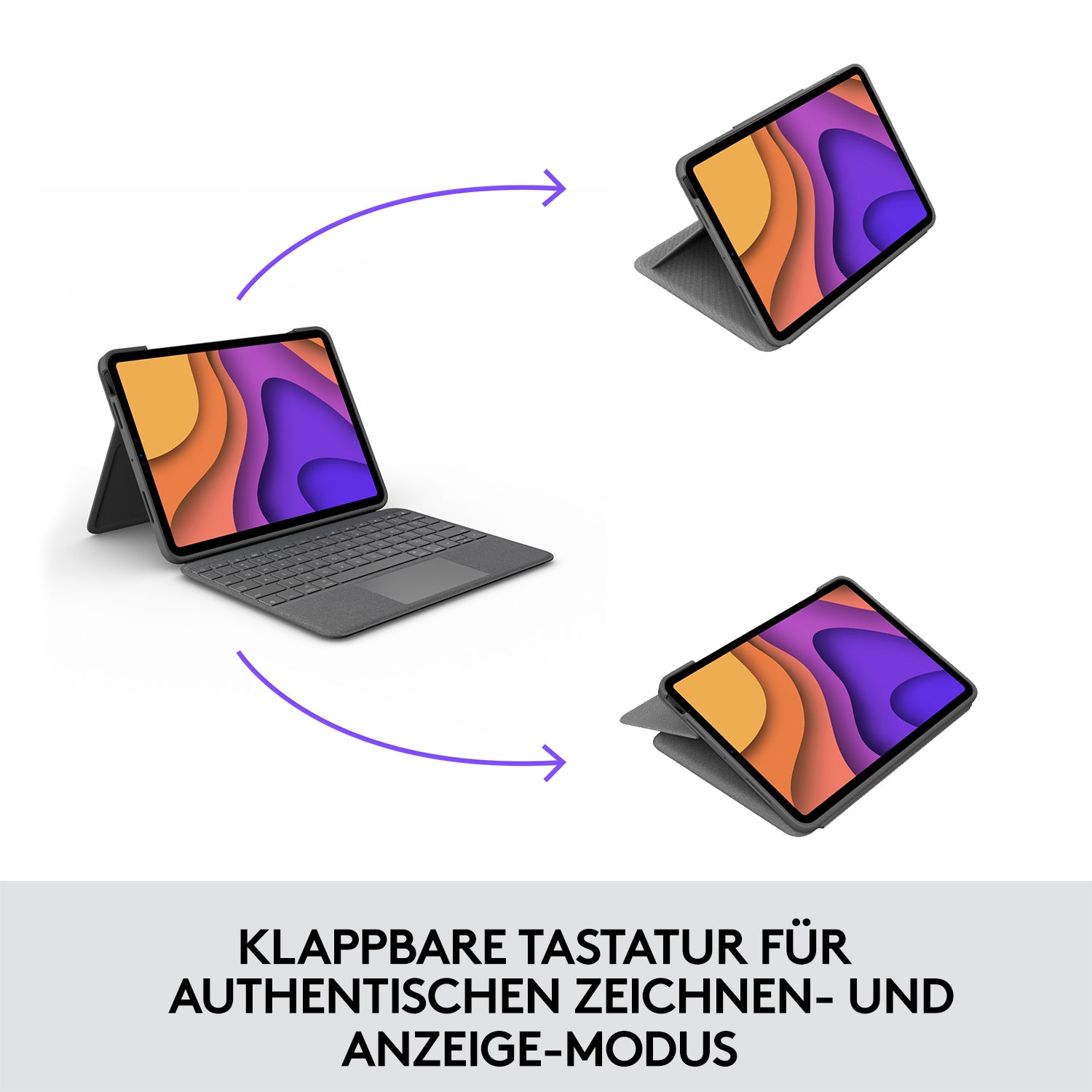 Logitech Folio Touch – Tastatur, CH-Layout (DE-CH), mit Touchpad, Grau – für iPad Air (4. Generation)