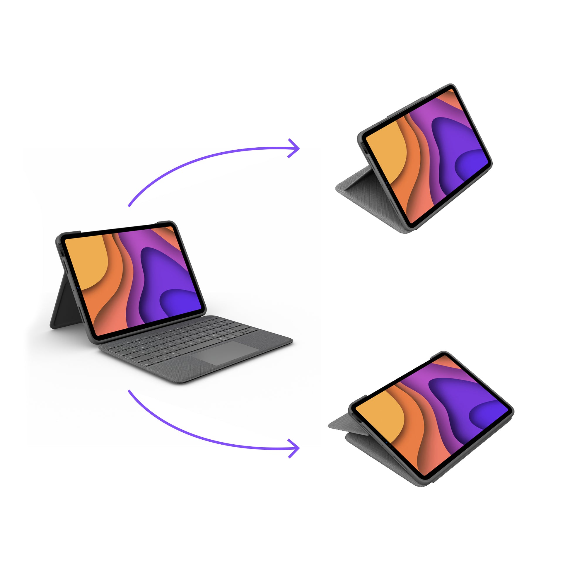 Logitech Folio Touch – Tastatur, CH-Layout (DE-CH), mit Touchpad, Grau – für iPad Air (4. Generation)
