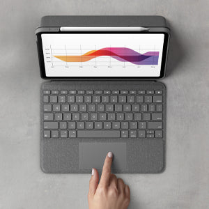 Logitech Folio Touch – Tastatur, CH-Layout (DE-CH), mit Touchpad, Grau – für iPad Air (4. Generation)