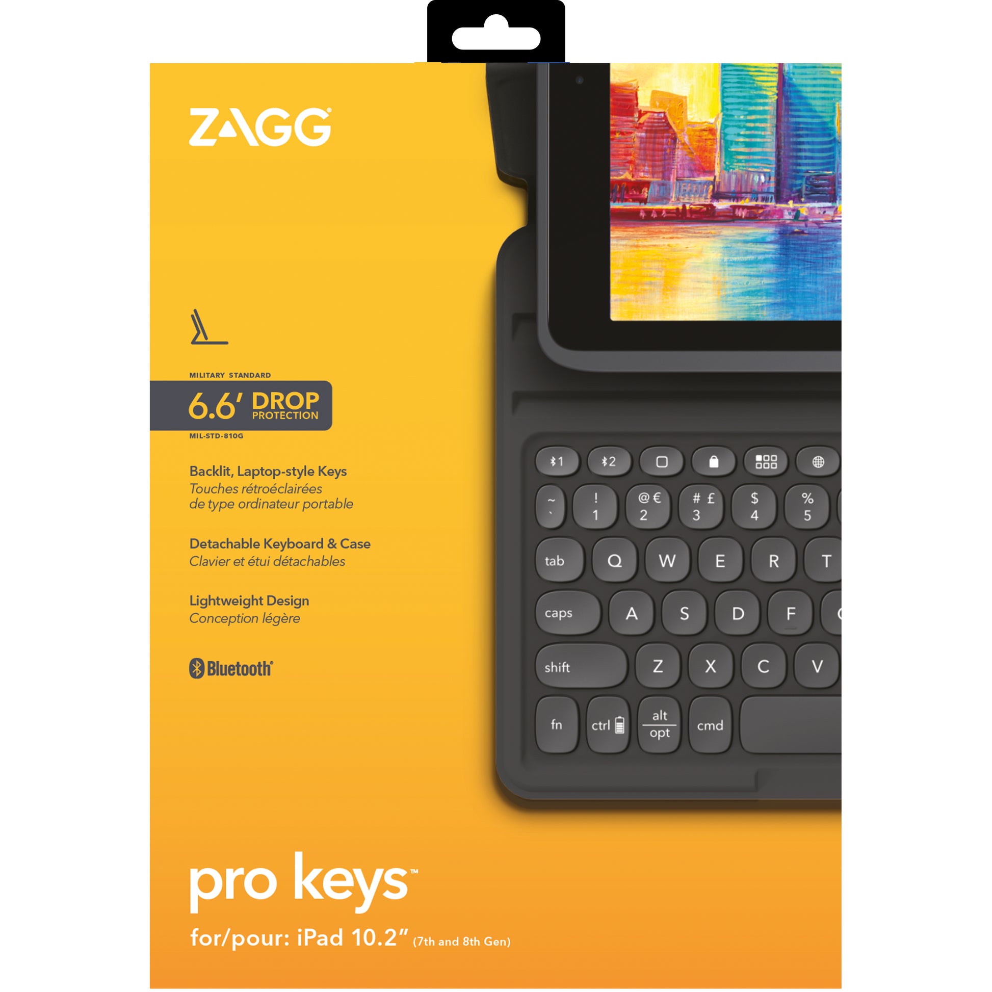 ZAGG Pro Keys – Tastatur, UK-Layout (EN), Schwarz/Grau – für iPad 10,2"