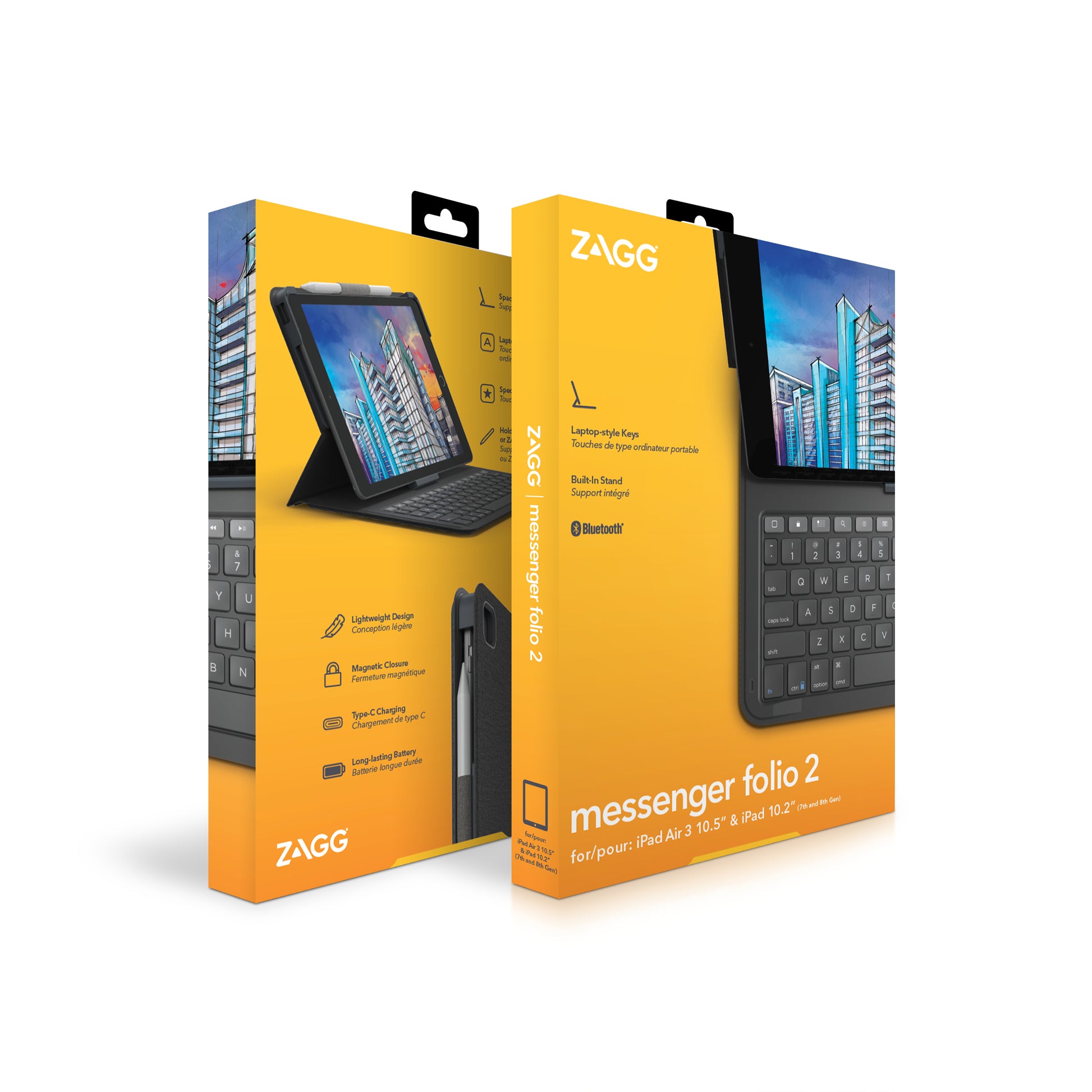 ZAGG Messenger Folio 2 – Tastatur, CH-Layout (DE-CH) – für iPad 10,2" (Gen 7–9) & 10,5" (2020)