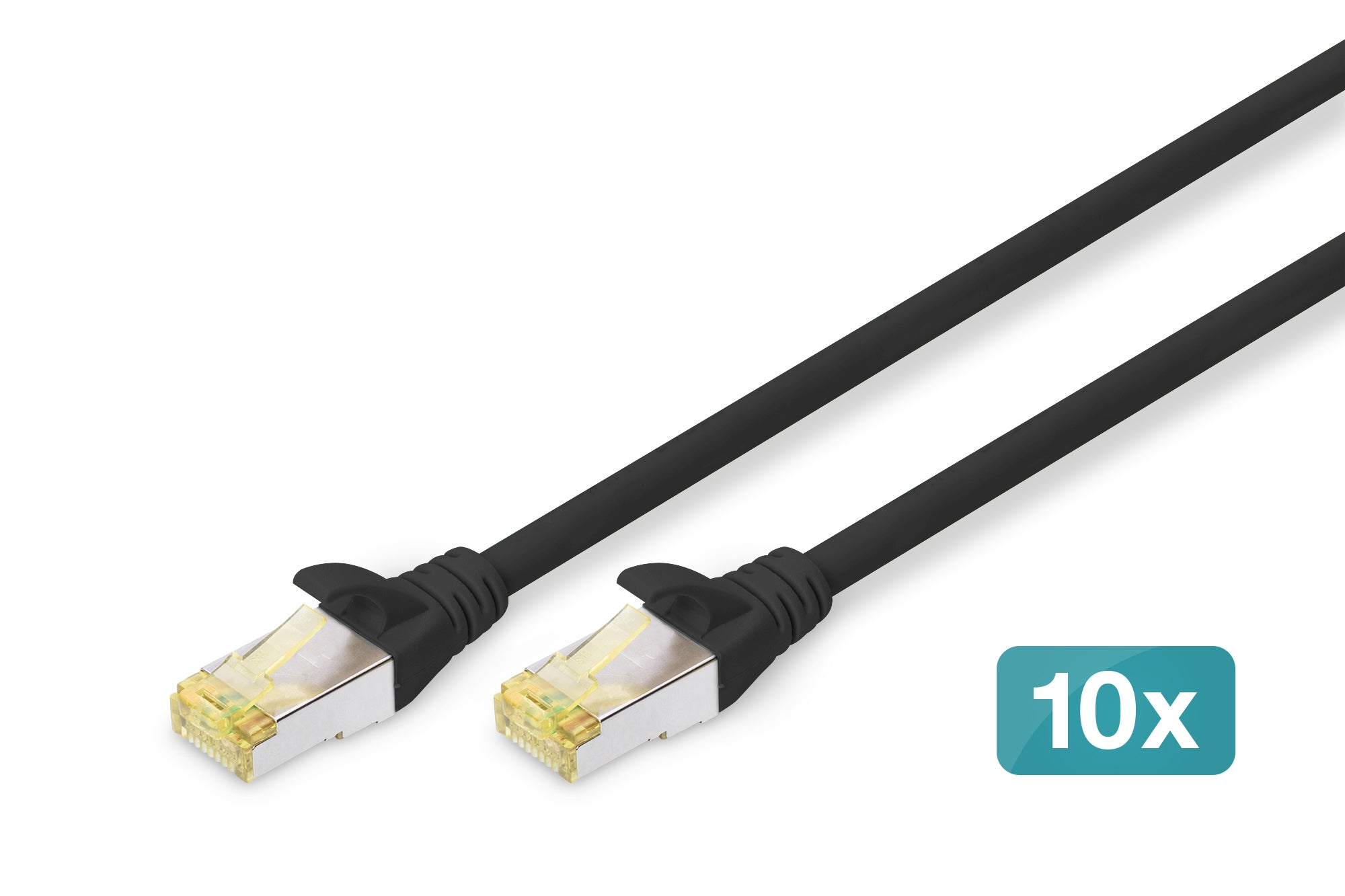 Digitus CAT 6A Patchkabel – 0,25 m, Schwarz, geschirmt (S/FTP) – 10 Stk.