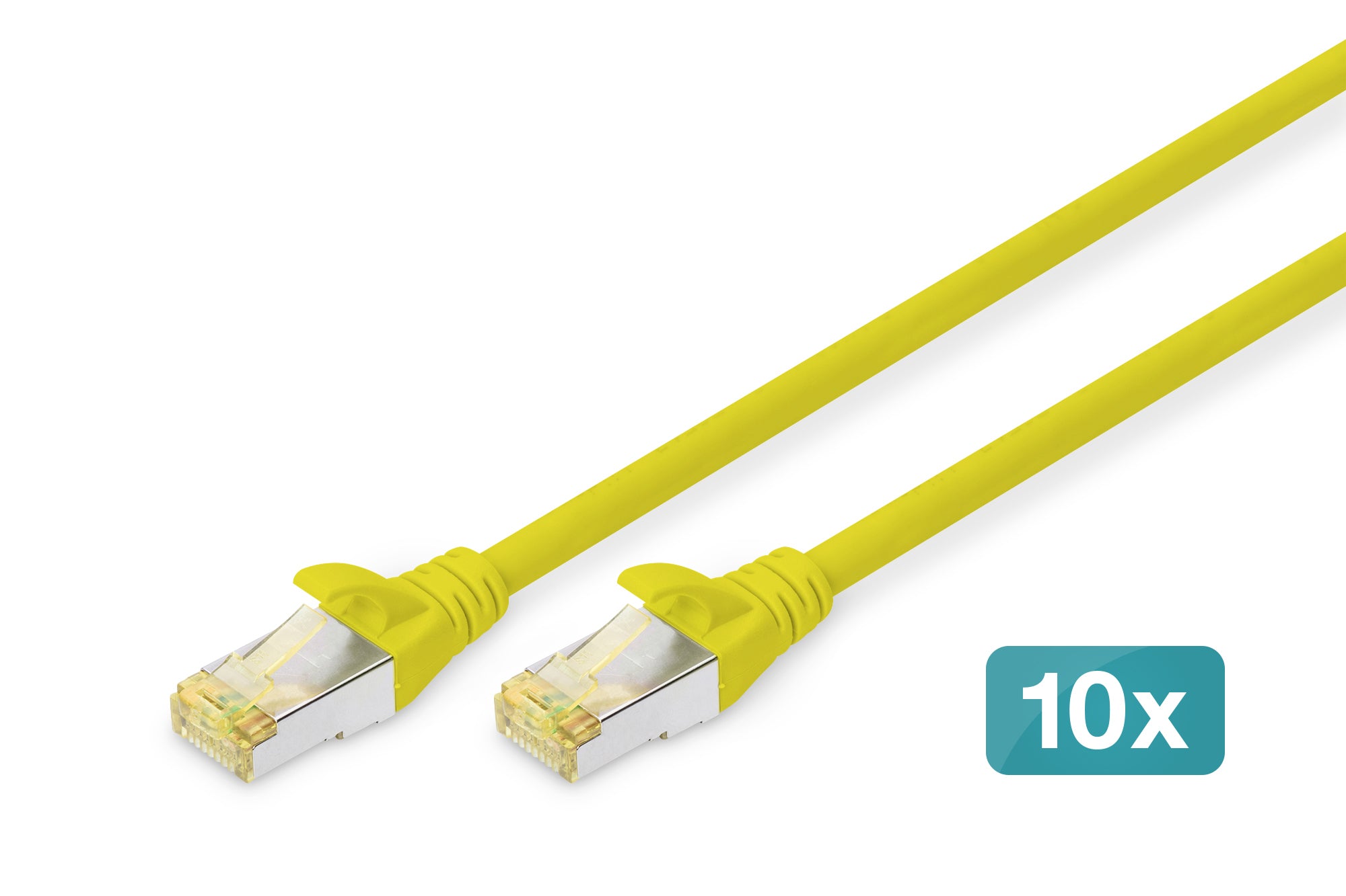 Digitus CAT 6A Patchkabel – 2 m, Gelb, geschirmt (S/FTP) – 10 Stk.