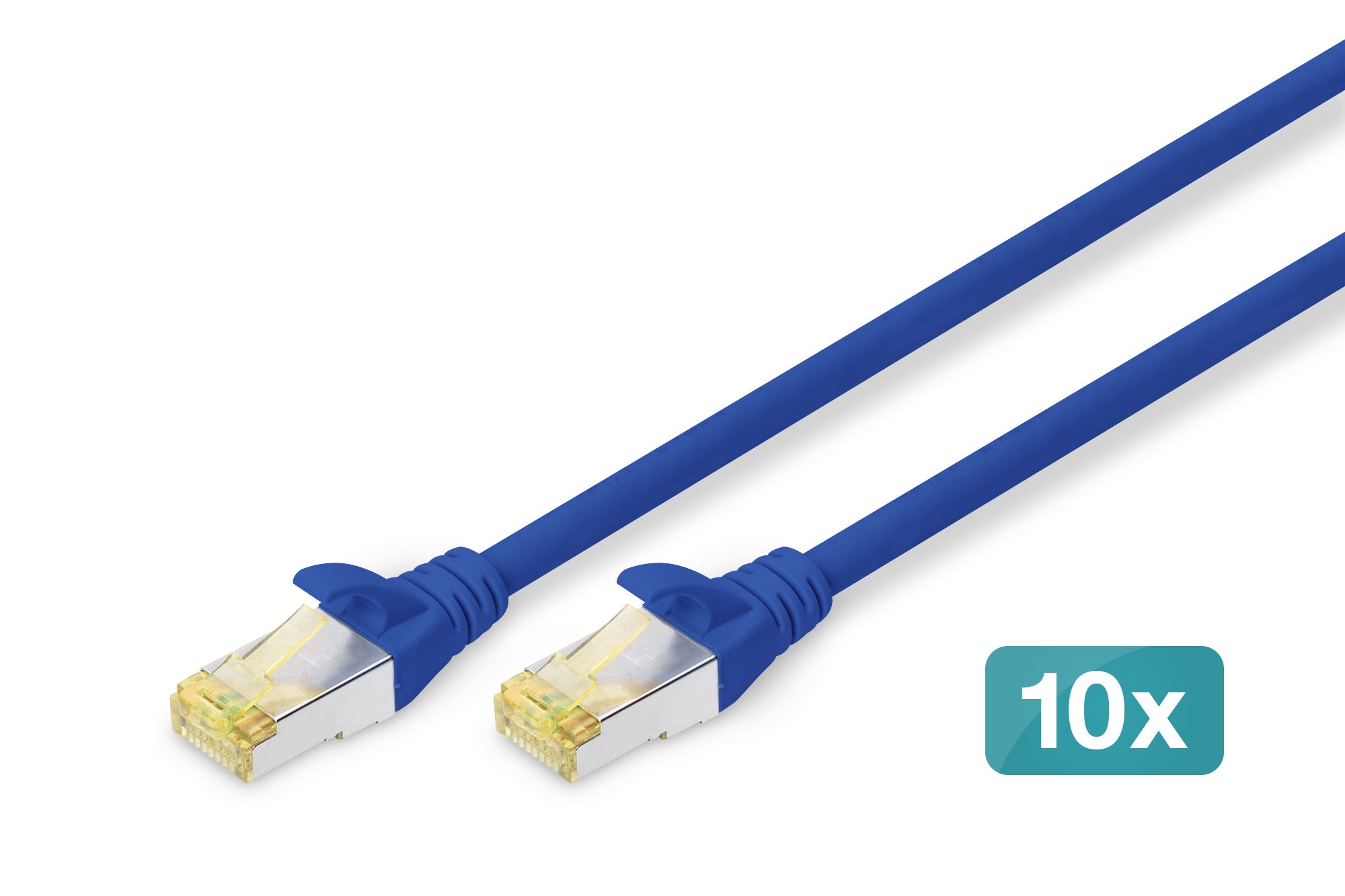 Digitus CAT 6A Patchkabel – 3 m, Blau, geschirmt – 10 Stk.