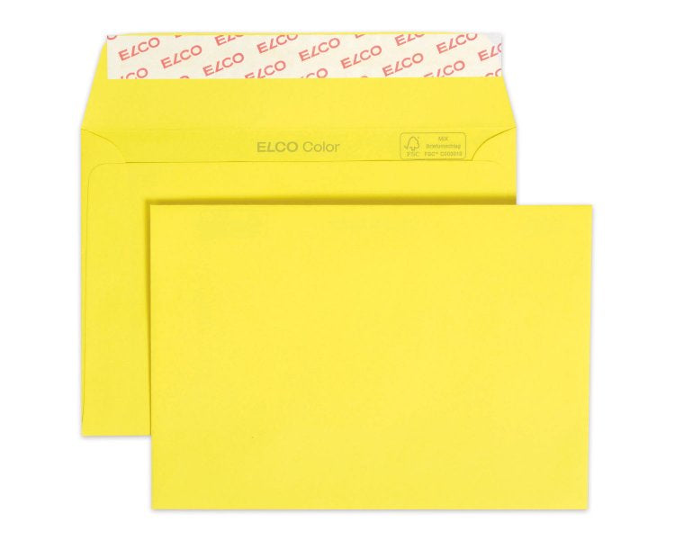 Elco Couvert C6, ohne Fenster, selbstklebend, intensivgelb, 100 g/m² – 25 Stk.