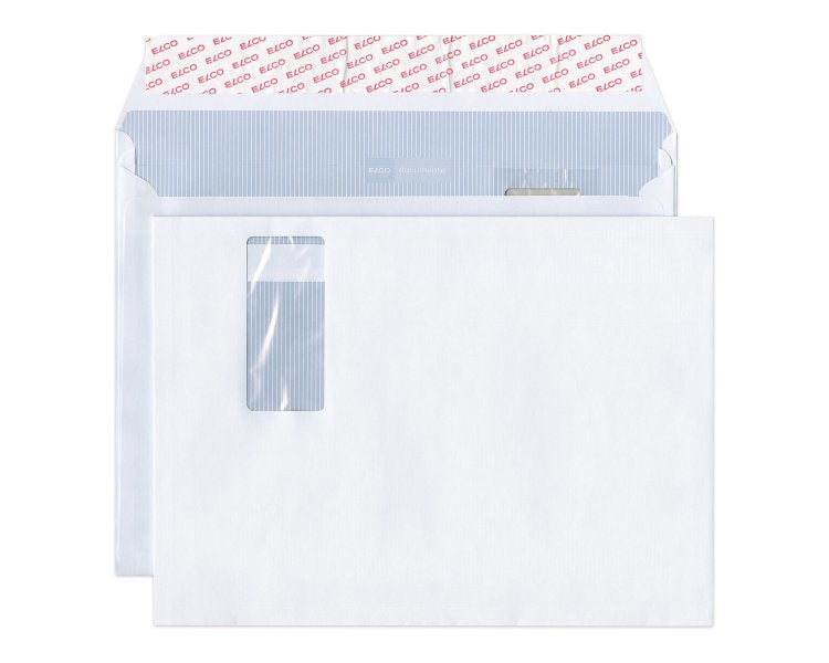 Elco Couvert C4 (324 × 239 mm), mit Fenster, selbstklebend (Optifix), weiss, 120 g/m², Papier – 200 Stk.
