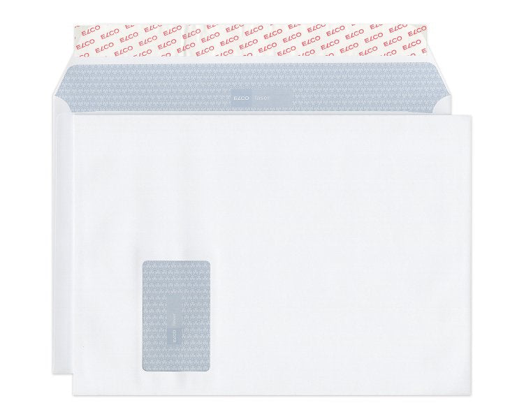Elco Couvert C4, Fenster links, Haftklebung, hochweiss, 90 g/m², lasertauglich, mit Innendruck – 250 Stk.