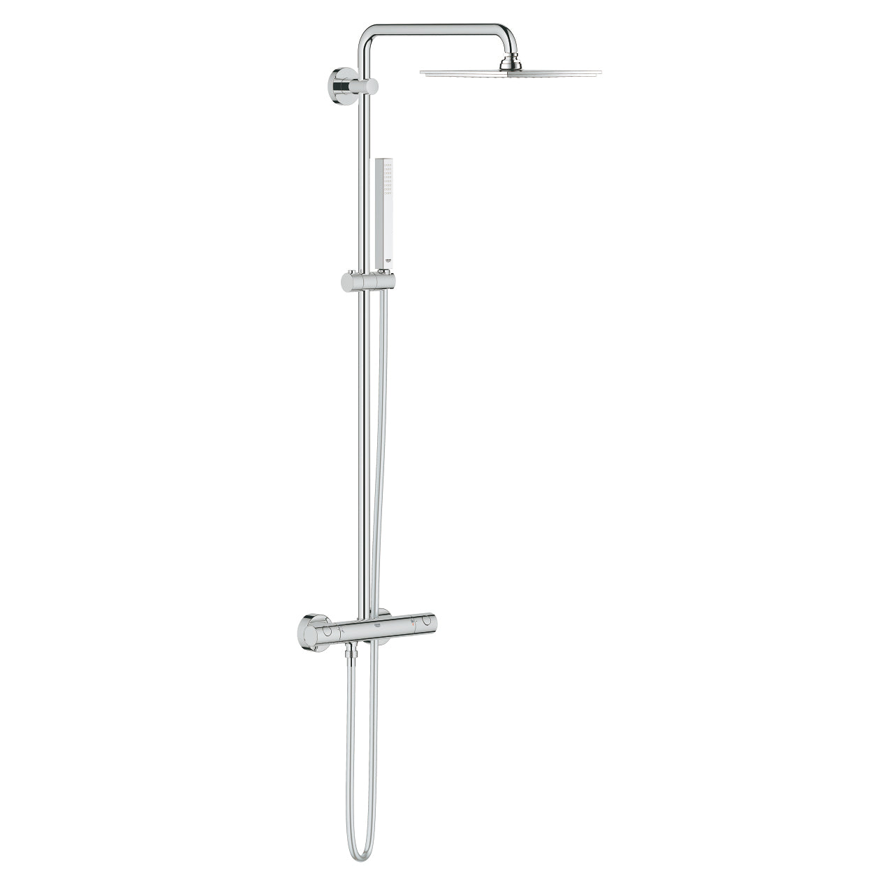GROHE Duschsystem Euphoria – Duschsäule 45 cm, Schlauch 175 cm, Messing/Chrom, Wandmontiert
