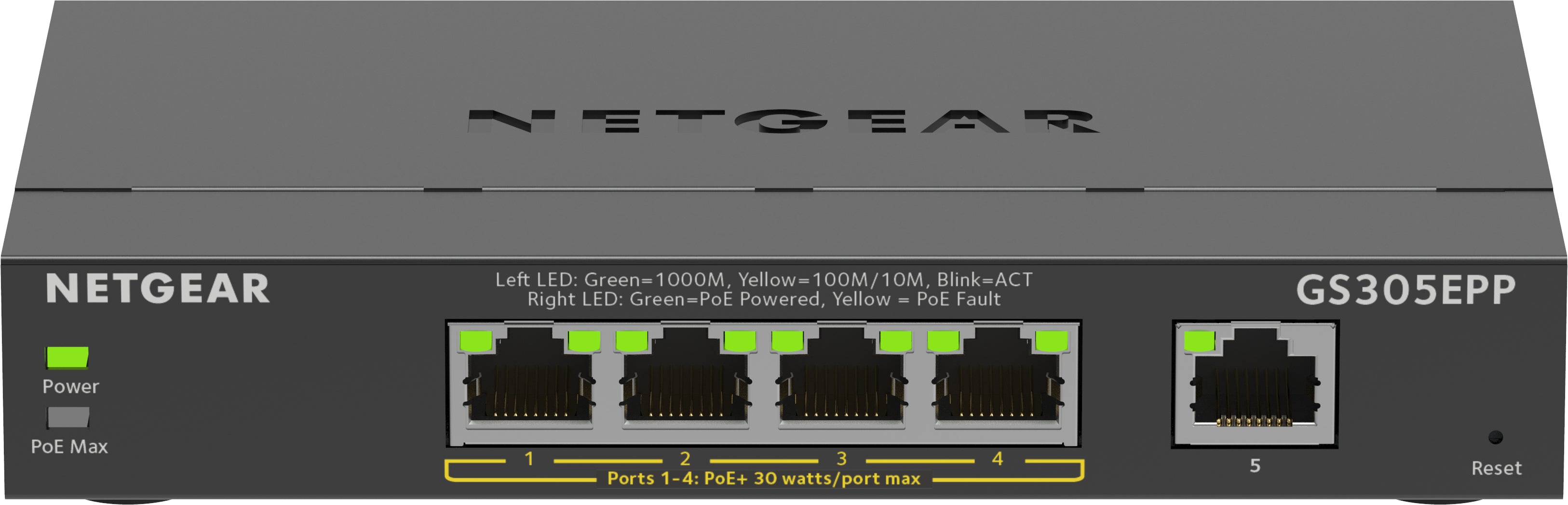 NETGEAR GS305EPP – Managed Switch – 5×GbE, L2/L3, PoE+