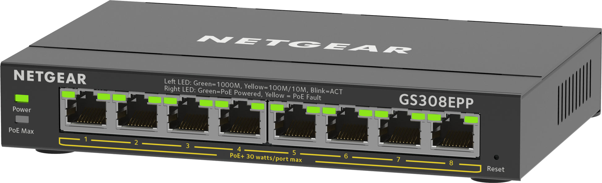 NETGEAR GS308EPP – Managed Switch – 8×GbE, L2/L3, PoE+