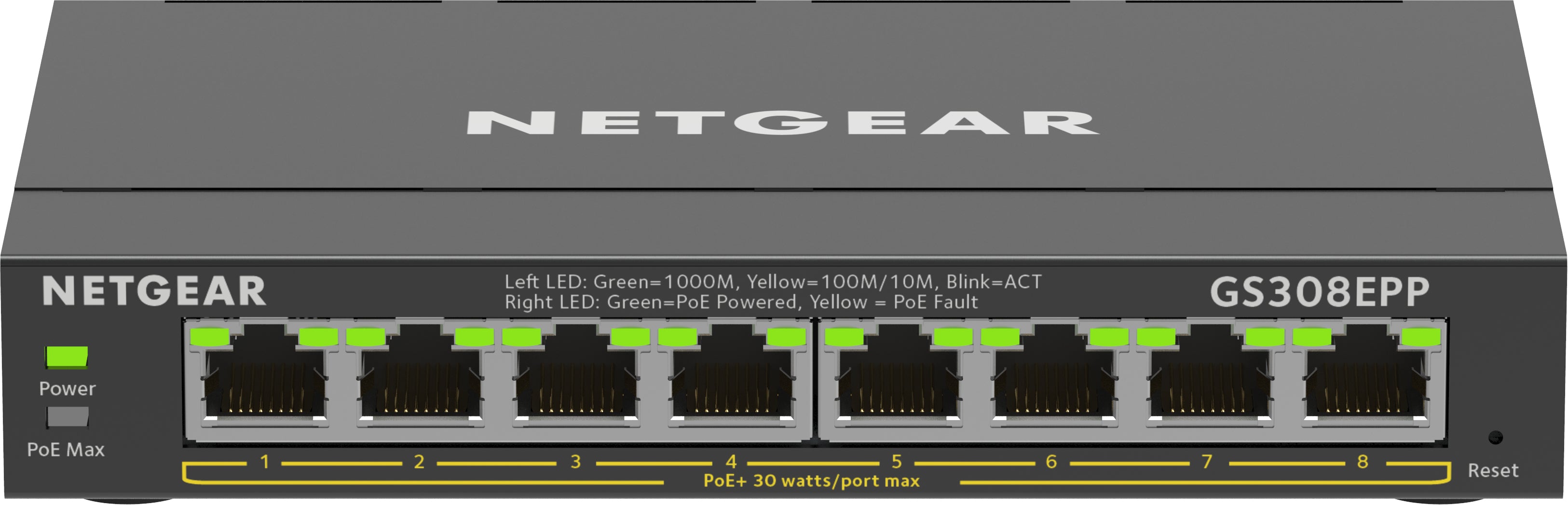NETGEAR GS308EPP – Managed Switch – 8×GbE, L2/L3, PoE+