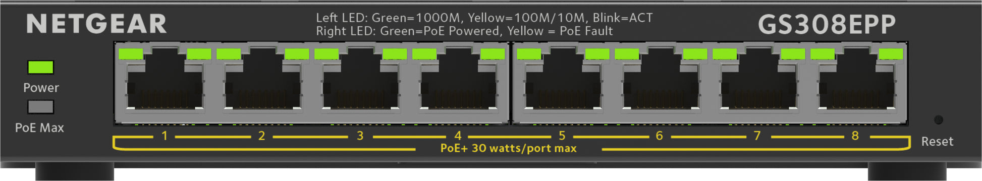 NETGEAR GS308EPP – Managed Switch – 8×GbE, L2/L3, PoE+