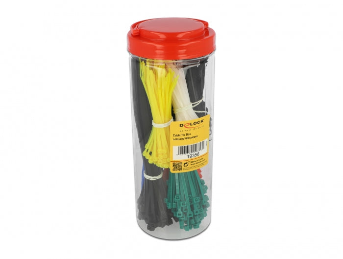 DeLOCK Kabelbinder, 2,5×300 mm, 600er-Pack, wiederverwendbar – mehrfarbig