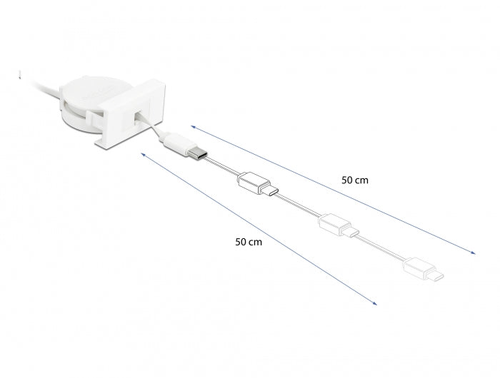 DeLOCK USB-A auf USB-C Kabel – USB 2.0 (480 Mbit/s) – 0,62 m – Flachband – Weiss