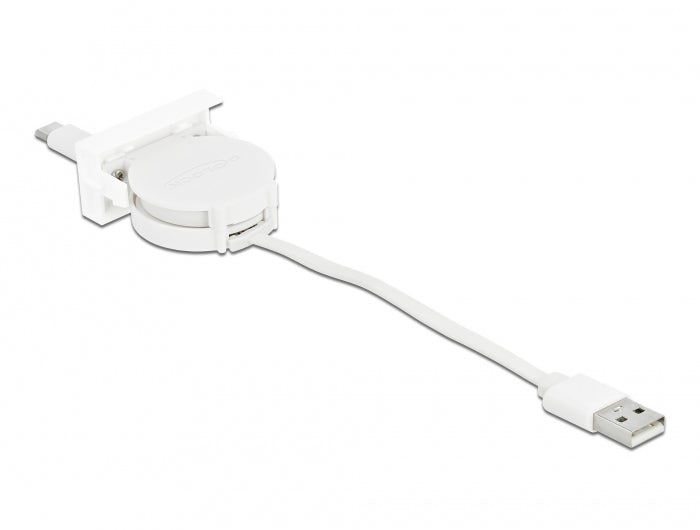 DeLOCK USB-A auf USB-C Kabel – USB 2.0 (480 Mbit/s) – 0,62 m – Flachband – Weiss