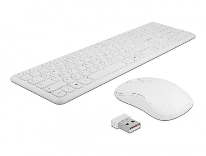DeLOCK Tastatur, kabellos (2,4 GHz), DE-Layout (DE), Fullsize (mit Ziffernblock), Scherenmechanik, Weiss