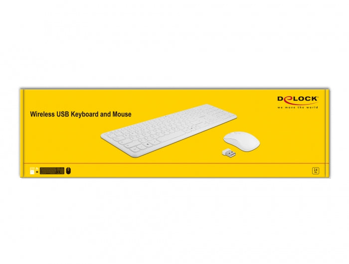DeLOCK Tastatur, kabellos (2,4 GHz), DE-Layout (DE), Fullsize (mit Ziffernblock), Scherenmechanik, Weiss