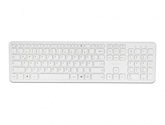 DeLOCK Tastatur, kabellos (2,4 GHz), DE-Layout (DE), Fullsize (mit Ziffernblock), Scherenmechanik, Weiss