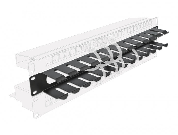 DeLOCK Bürstenleiste 19", 1U, Schwarz, Metall