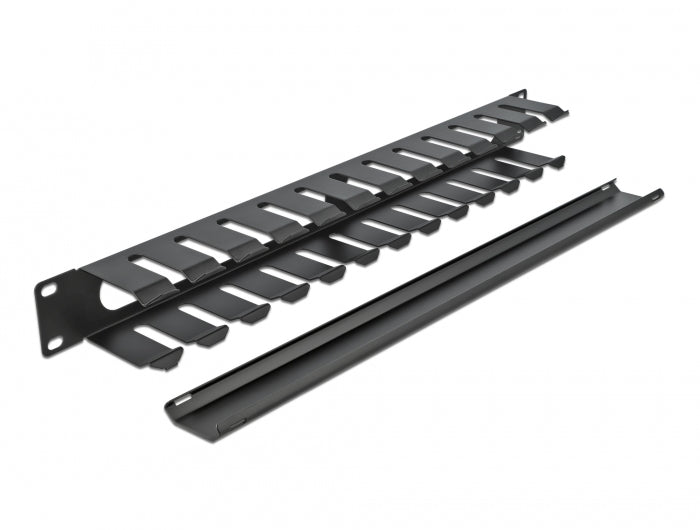 DeLOCK Bürstenleiste 19", 1U, Schwarz, Metall