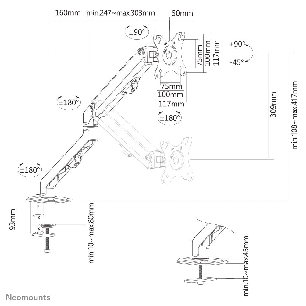 Neomounts FPMA-D650 – Tragkraft 7 kg, VESA 100×100