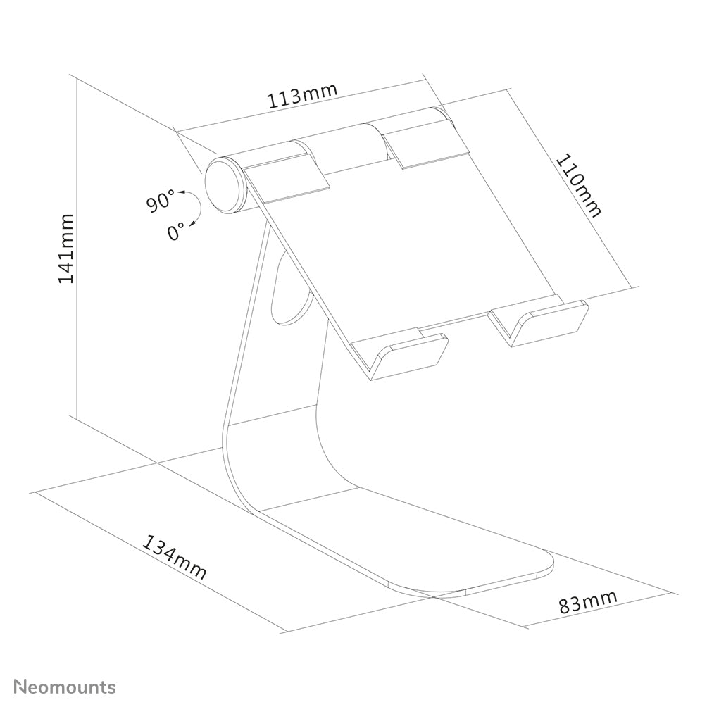 Neomounts Tablet-Ständer für iPad Pro 11" (4. Gen.) – faltbar, Aluminium – Silber