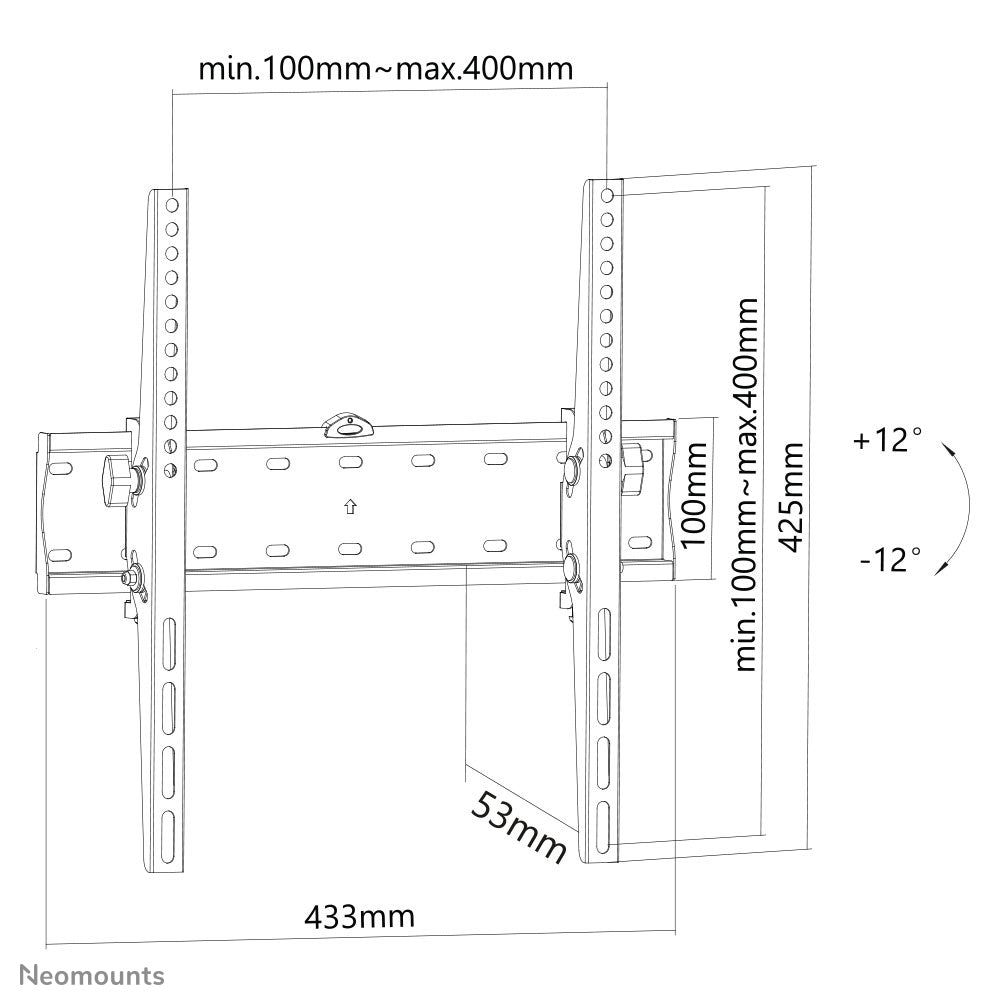Neomounts Wandhalterung – neigbar – 32–55" – VESA 200×200–400×400 – bis 40 kg – FPMA-W350BLACK