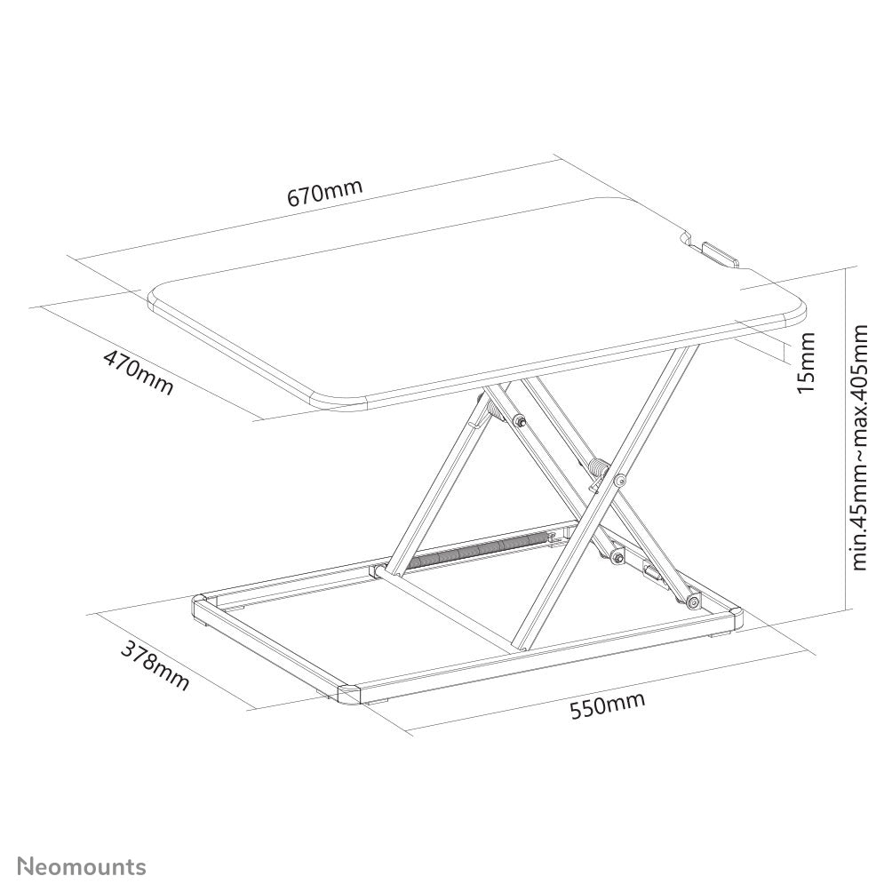 Neomounts Stehtisch – 67 × 47 × 40,5 cm – schwarz – höhenverstellbar