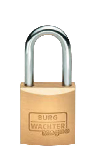 BURG-WÄCHTER 400 E Magno Mechanisches Vorhängeschloss – Messing, Bügel 17×16 mm, Ø5 mm, Aussen, Gold