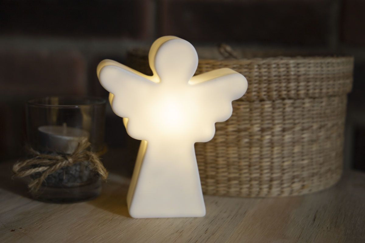 8 seasons design Shining Angel Micro Leichte Dekorationsfigur – 3,2 × 12 × 0,9 cm – Kunststoff, weiss