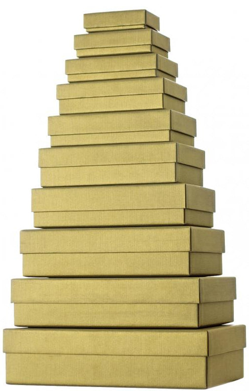 Stewo Geschenkbox – Neutral (gold) – Strukturprägung – 10er-Set, sortierte Masse