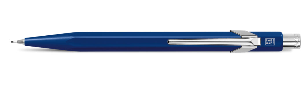 Caran d-Ache 849 Druckbleistift – 0,7 mm – Aluminium – Saphirblau – Mit Radierer