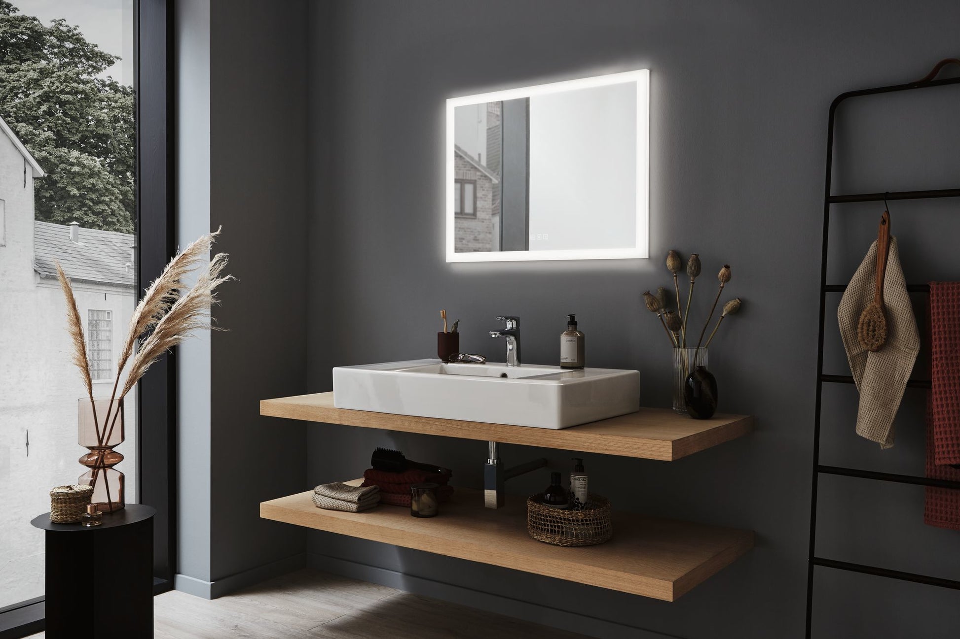 Paulmann Spiegel MIRRA – 60×80 cm, Metallrahmen, LED-Beleuchtung, IP44, Weiss