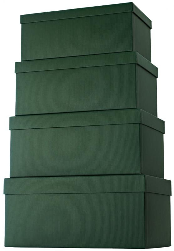 Stewo Geschenkbox – Strukturprägung, Dunkelgrün – 4-teilig – 300–360 × 125–170 × 170–230 mm