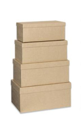 Stewo Geschenkbox – neutral, pink – 4er-Set – Strukturprägung, FSC – sortiert