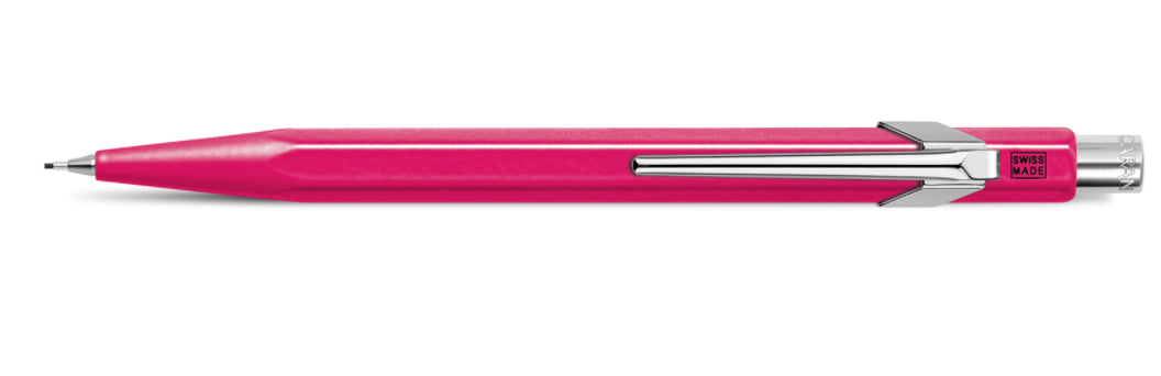 Caran d-Ache 849 Druckbleistift – 0,7 mm – Aluminium – Neonpurpur – Mit Radierer – 1er-Pack
