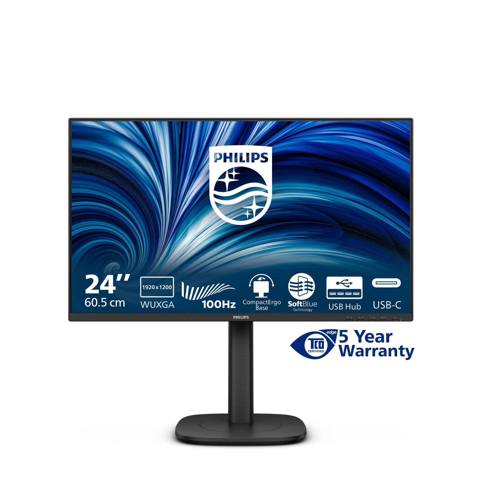 Philips 24B2N3200D/00 – Monitor, 24", 1920 × 1200 (WUXGA), IPS, 100 Hz, Integrierte Lautsprecher, Schwarz