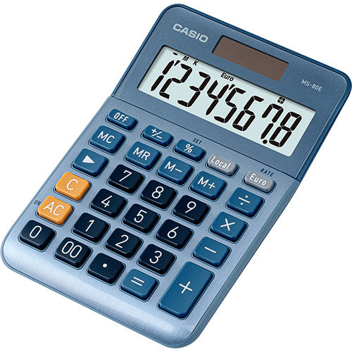 Casio Finanzrechner MS-80E – 8-stellig – Solar/Batterie – Blau