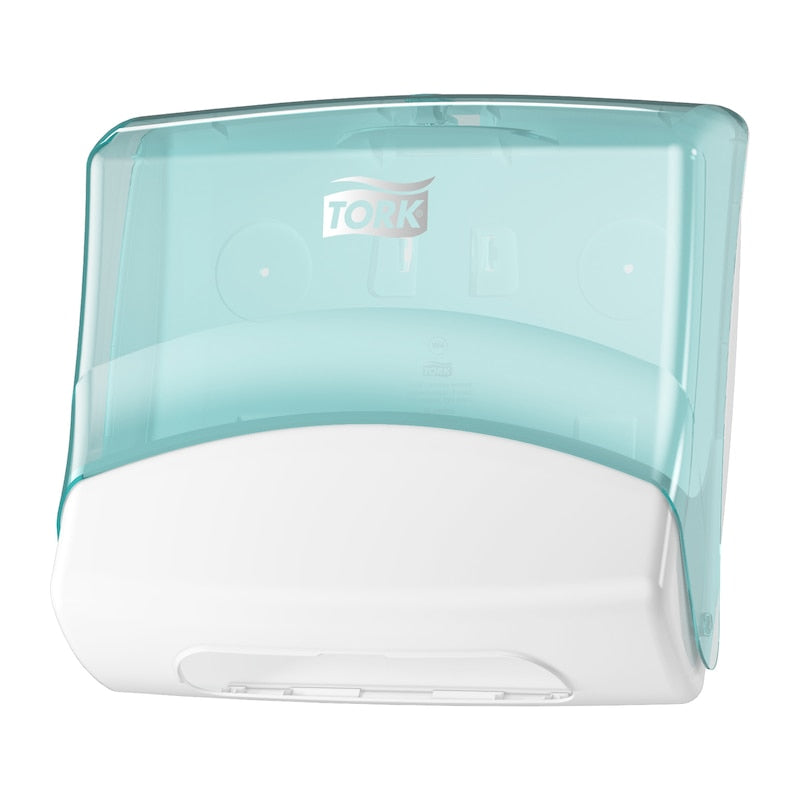 Tork Einzeltuchspender 654000 – Kunststoff, türkis/weiss, für TORK W4 Nachfüllung – 42,7 × 20,6 × 39,4 cm