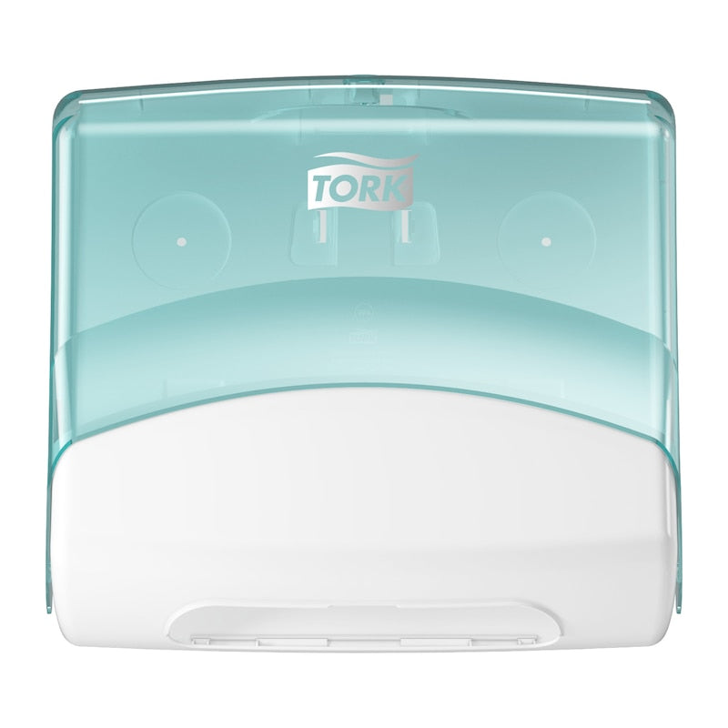 Tork Einzeltuchspender 654000 – Kunststoff, türkis/weiss, für TORK W4 Nachfüllung – 42,7 × 20,6 × 39,4 cm