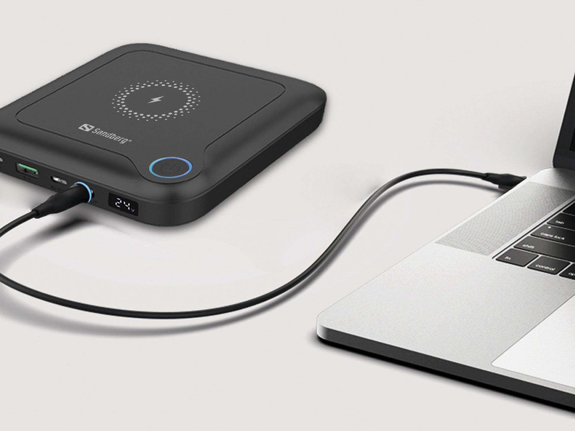 Sandberg Wireless Powerbank 25'000 mAh – 60 W PD, Wireless 15 W, 2× USB-C, 1× USB-A, schwarz