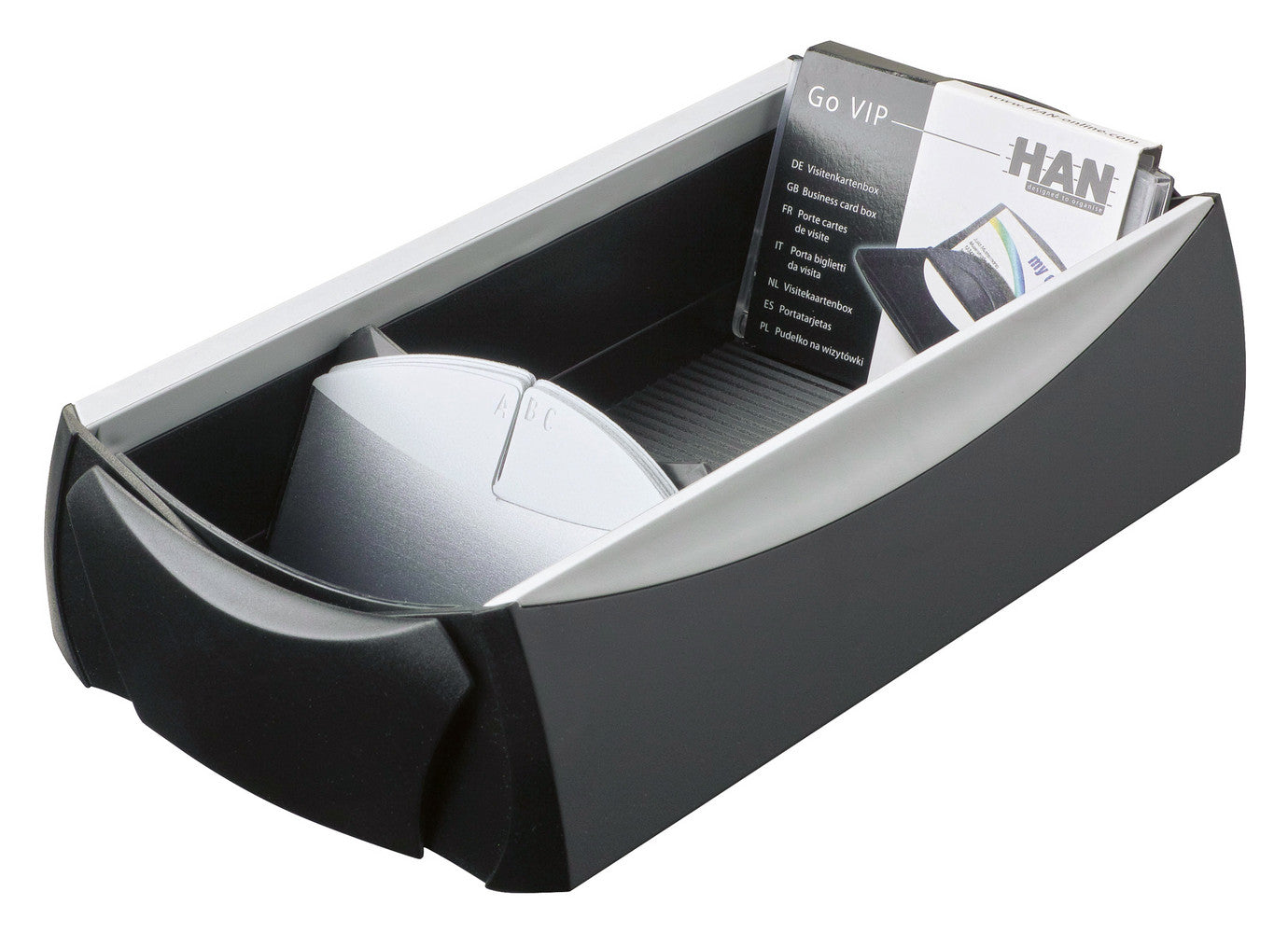 HAN Visitenkartenbox – für 500 Visitenkarten, Kunststoff, schwarz